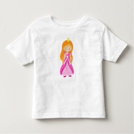 Camiseta De Bebé Princesa Cuta, Corona, Pelo Naranja, Vestido Rosa