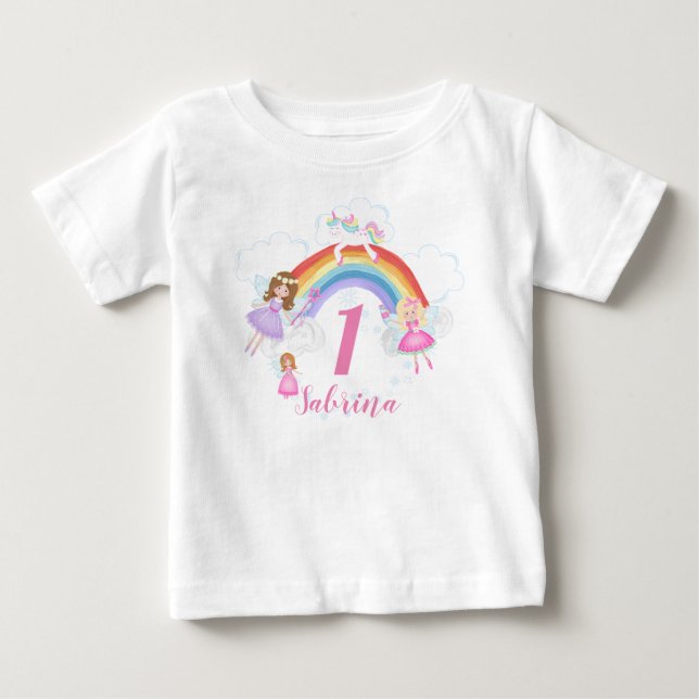 Camiseta De Bebé Princesa de Hadas Encantada Nombre y Edad de Nacim (Anverso)