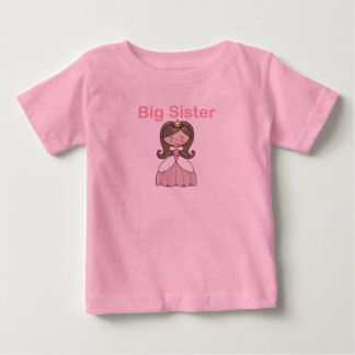 Camiseta De Bebé princesa de pelo castaño de la hermana grande