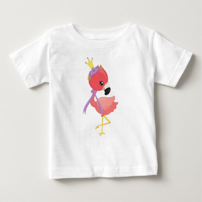 Camiseta De Bebé Princesa Flamingo, flor, corona (Anverso)