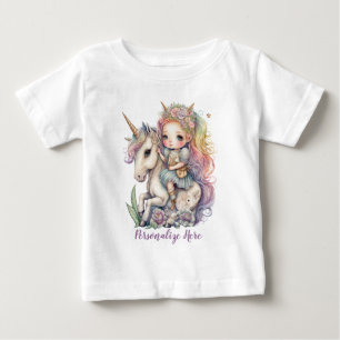 Camiseta De Bebé Princesa Hada Unicornio Colores Arcoíris Personali