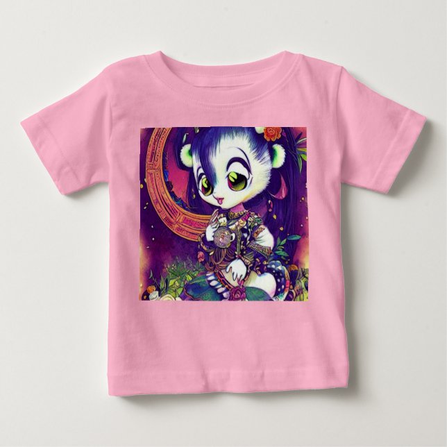 Camiseta De Bebé Princesa Panda Violetas Soñadas- (Anverso)