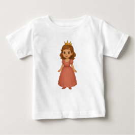 Camiseta De Bebé Princesa pequeña vestida de rosa con corona dorada