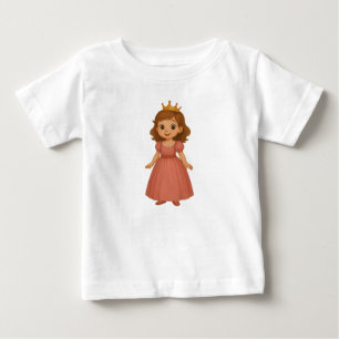 Camiseta De Bebé Princesa pequeña vestida de rosa con corona dorada