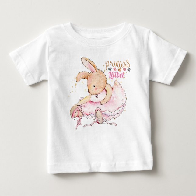 Camiseta De Bebé Princesa personalizada Lilibet Ballerina Rabbit (Anverso)
