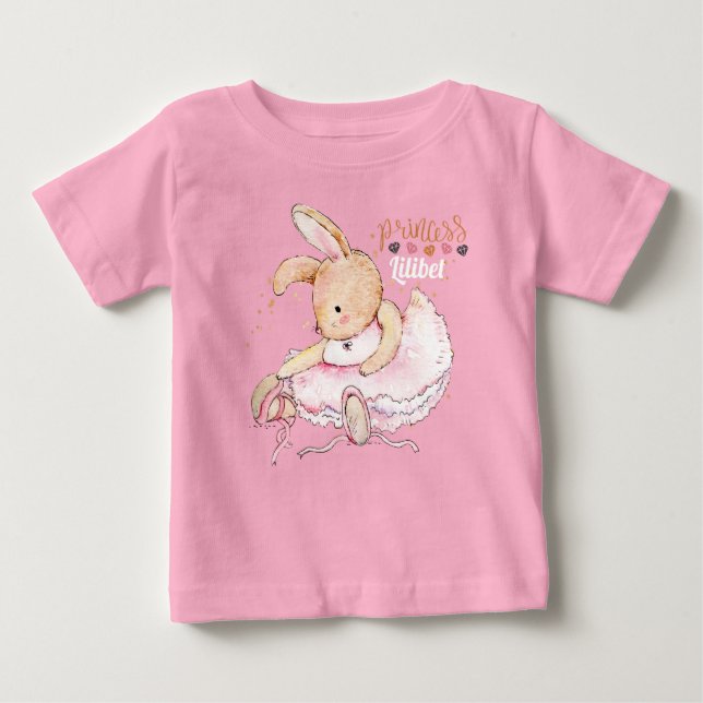 Camiseta De Bebé Princesa personalizada Lilibet Ballerina Rabbit (Anverso)
