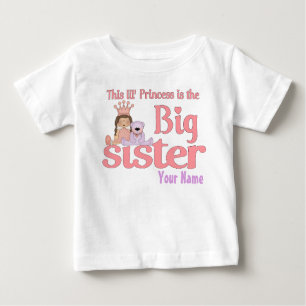 Camiseta De Bebé Princesa Personalized T-Shirt de la hermana grande