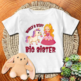 Camiseta De Bebé Princesa Rosa + Caballo La Mejor Hermana Mayor del