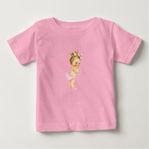 Camiseta De Bebé Princesa Rosa y Dorado 