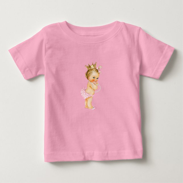 Camiseta De Bebé Princesa Rosa y Dorado  (Anverso)