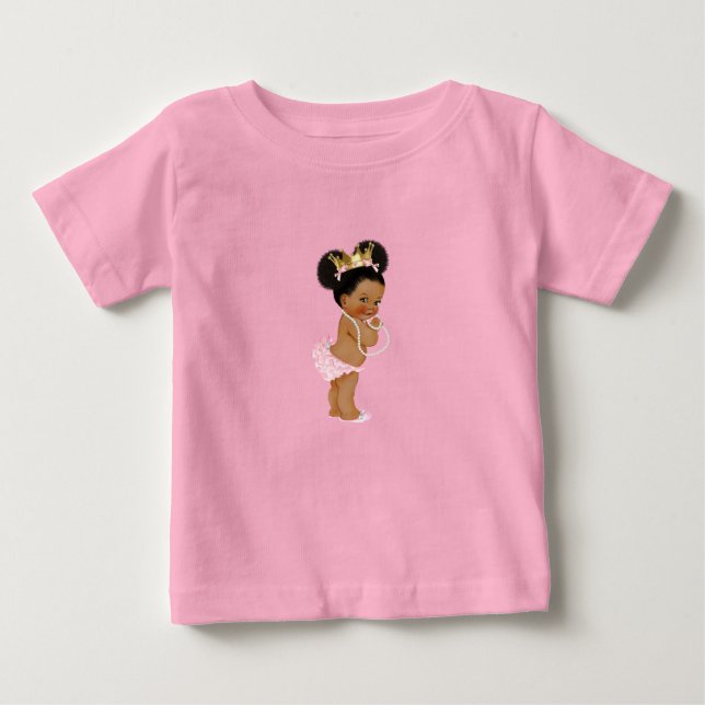 Camiseta De Bebé Princesa Rosa y Dorado  (Anverso)