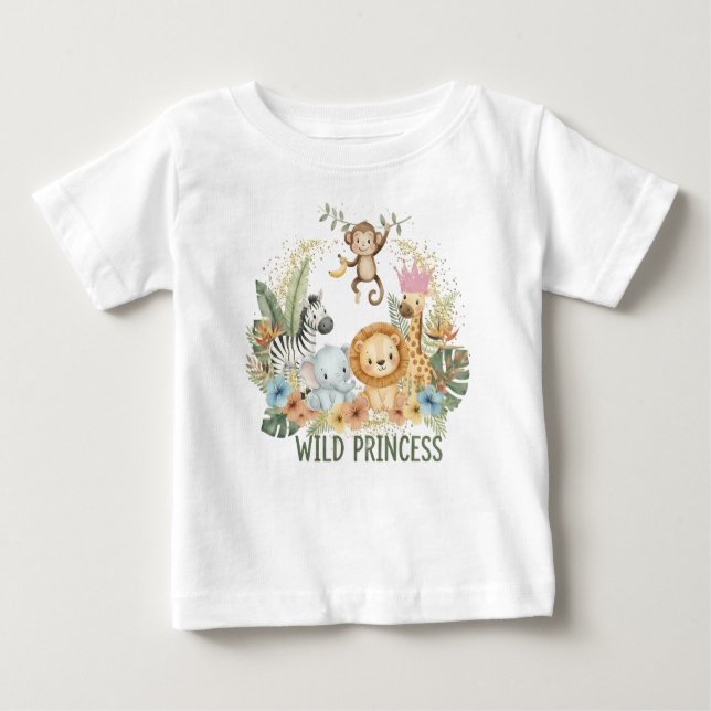 Camiseta De Bebé Princesa Salvaje - Animales de la Jungla (Anverso)