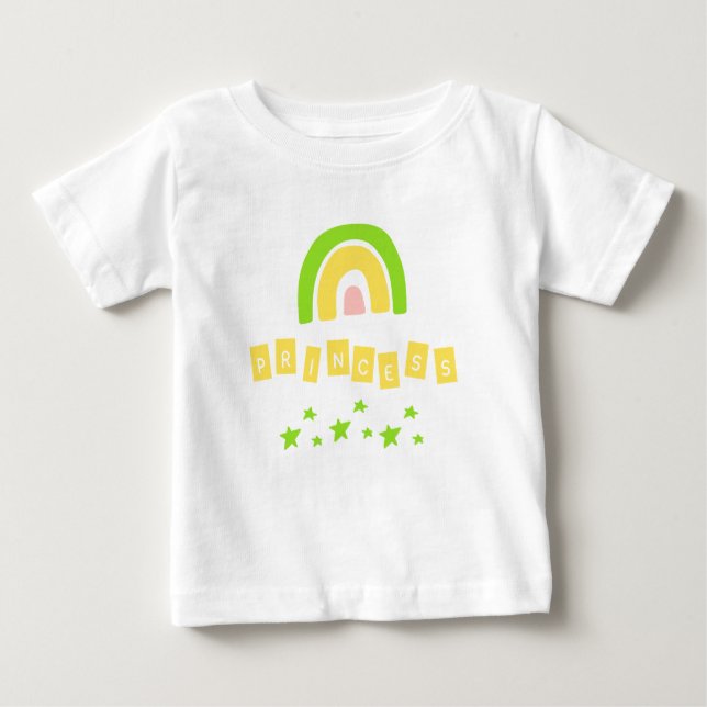 Camiseta De Bebé Princesa Verde Arcoiris Estrella Bebé Chica Camise (Anverso)