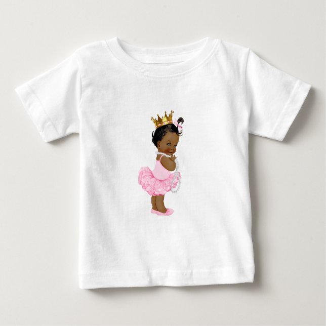 Camiseta De Bebé Princess Ballerina Tutu Pearls Ethnic Baby Girl (Anverso)