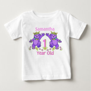 Camiseta De Bebé Princess Bears Nombre Personalizado de Cumpleaños