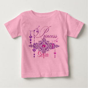 Camiseta De Bebé Princess Jewels Personalizado Pink Toddler Ruffle 