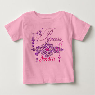 Camiseta De Bebé Princess Jewels Personalizado Pink Toddler Ruffle 