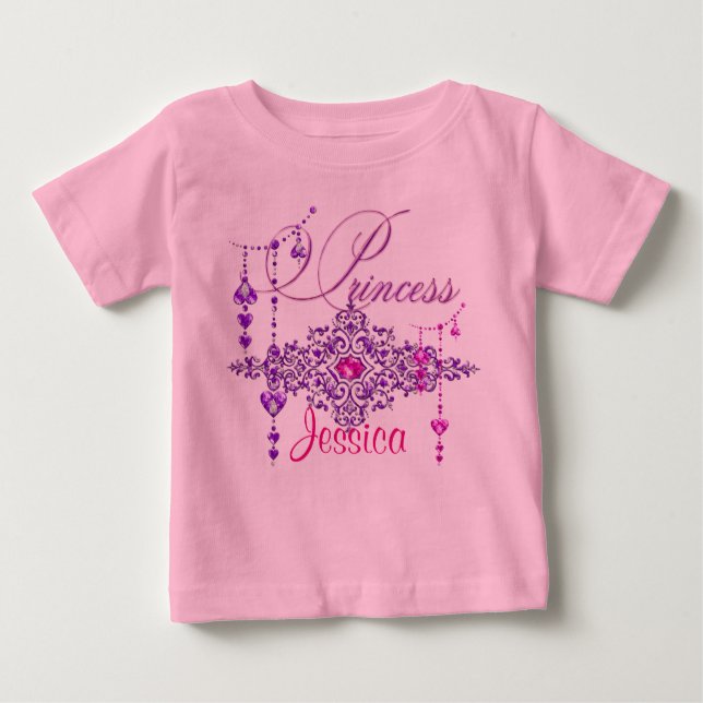 Camiseta De Bebé Princess Jewels Personalizado Pink Toddler Ruffle  (Anverso)