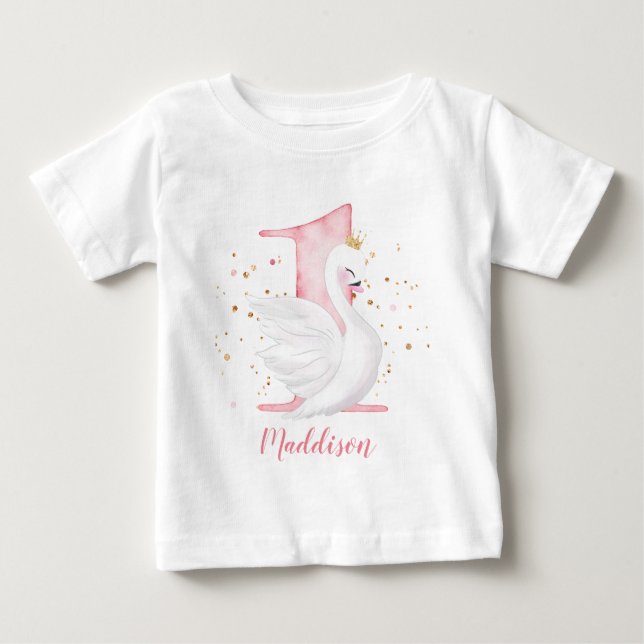 Camiseta De Bebé Princess Swan 1er cumpleaños (Anverso)