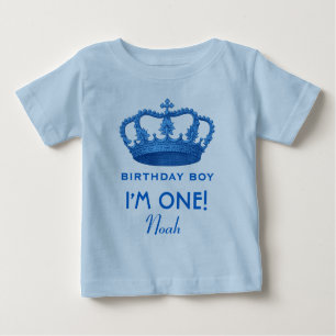 Camiseta De Bebé Príncipe real Crown del muchacho del cumpleaños un