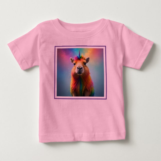 Camiseta De Bebé Prismhorn: El Capybaraicorn del Arcoíris (Anverso)