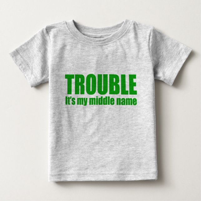Camiseta De Bebé Problema - es mi nombre medio (el verde) (Anverso)