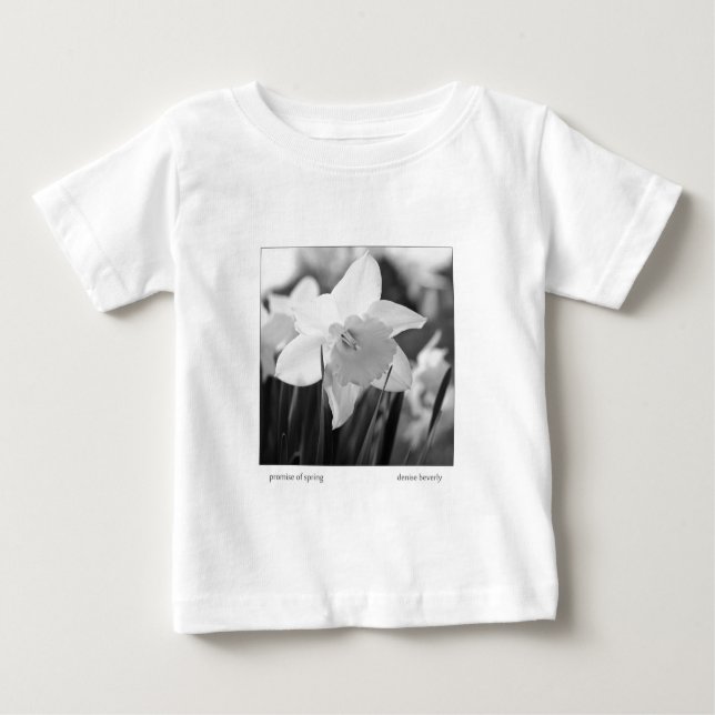 Camiseta De Bebé promesa de primavera daffodil jonquil negro y blan (Anverso)