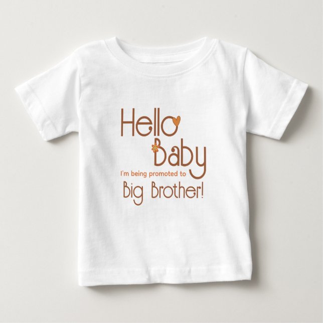 Camiseta De Bebé Promocionado a Hermano Mayor Hello Baby Retro (Anverso)
