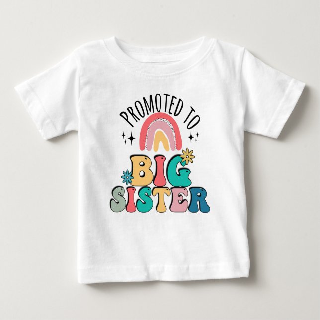 Camiseta De Bebé Promocionado a la hermana mayor, Boho Design para  (Anverso)