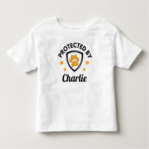 Camiseta De Bebé "Protegido por" Nombre de perro Personalizado