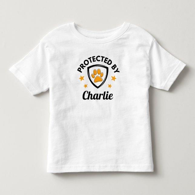 Camiseta De Bebé "Protegido por" Nombre de perro Personalizado (Anverso)
