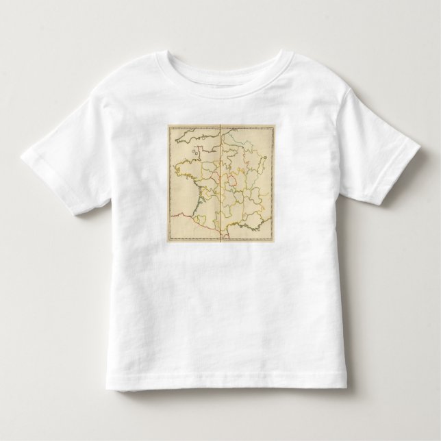 Camiseta De Bebé Provincias, esquema de Francia (Anverso)