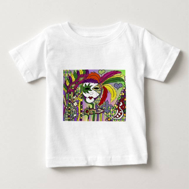 Camiseta De Bebé Psicodelic Mardi Gras Feather Mask Gifts Appartal (Anverso)