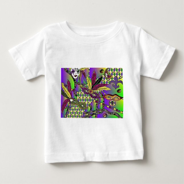 Camiseta De Bebé Psicodelic Mardi Gras Feather Mask Gifts Appartal (Anverso)