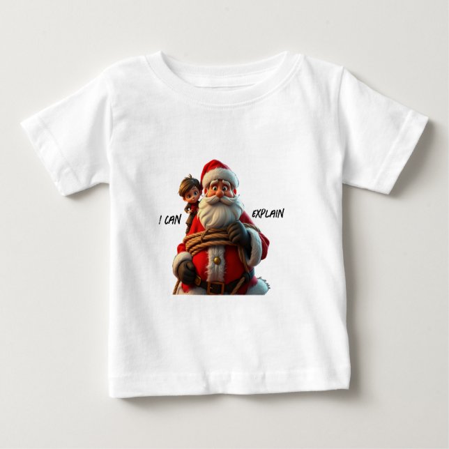 Camiseta De Bebé Puedo explicar, Santa Claus de dibujos animados y  (Anverso)