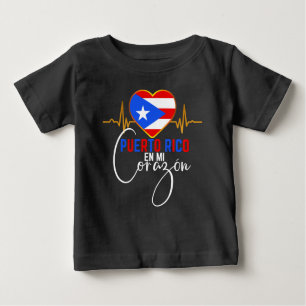 Camiseta De Bebé Puerto Rico en mi Corazón Orgullo Puertorriqueño 