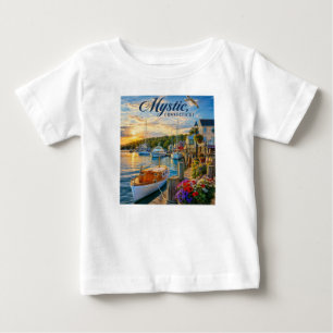 Camiseta De Bebé Puesta de sol en el puerto de Mystic, Connecticut