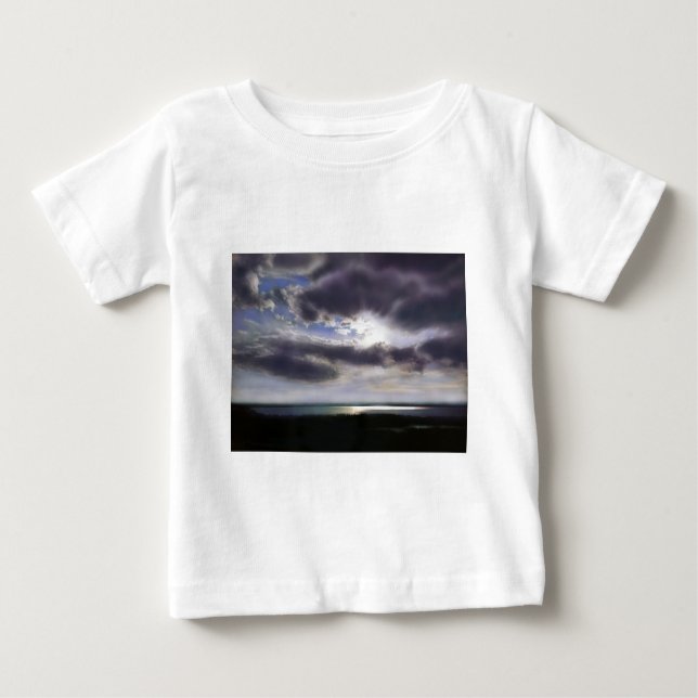 Camiseta De Bebé Puesta de sol sobre la pintura acuática del lago (Anverso)