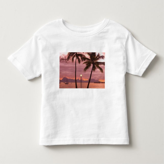 Camiseta De Bebé Puesta de sol sobre Moorea en la playa Sofitel Mae (Anverso)