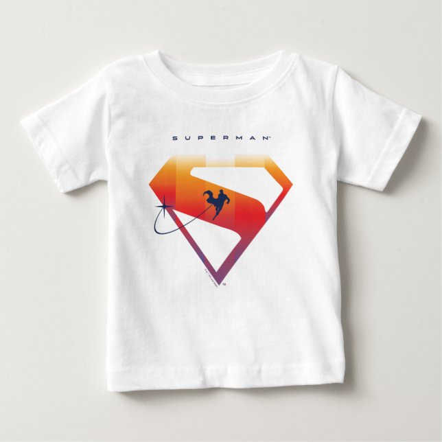 Camiseta De Bebé Puesta de sol Superman Escudo Soar (Anverso)