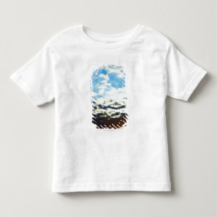 Camiseta De Bebé Puesta del sol azul anaranjada roja con las nubes