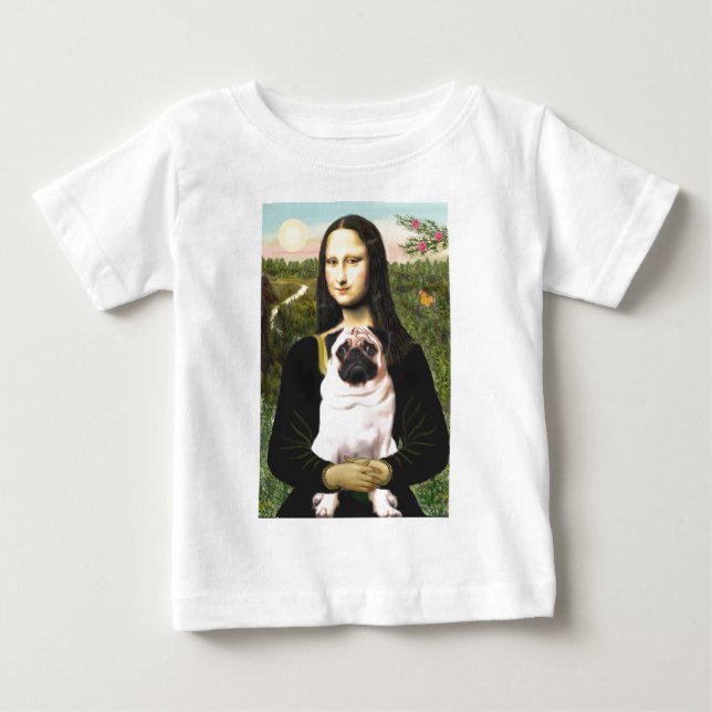 Camiseta De Bebé Pug 3 (beige) - Mona Lisa (Anverso)