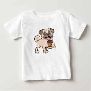 Camiseta De Bebé Pug con café para ir