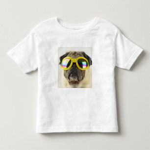Camiseta De Bebé Pug con gafas