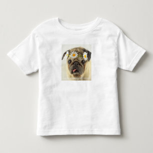 Camiseta De Bebé Pug con la corona de margarita