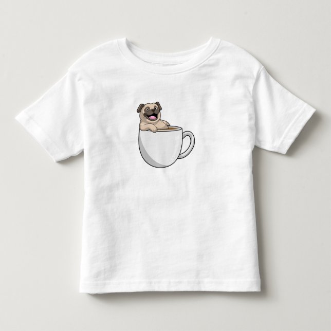 Camiseta De Bebé Pug con taza de café (Anverso)