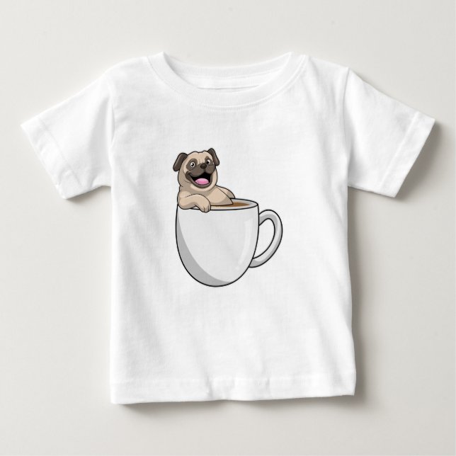 Camiseta De Bebé Pug con taza de café (Anverso)