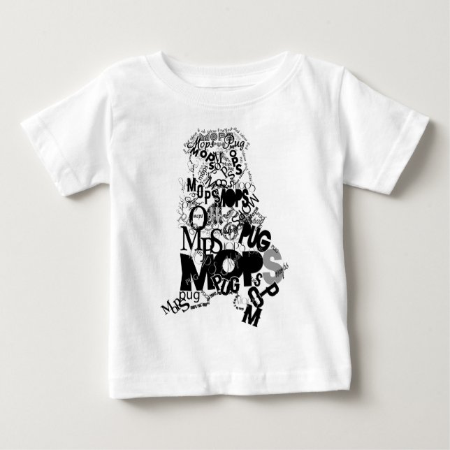 Camiseta De Bebé Pug de tipos (Anverso)