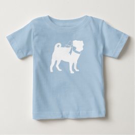 Camiseta De Bebé Pug Dog Baby Shower Boy Blue con Bow