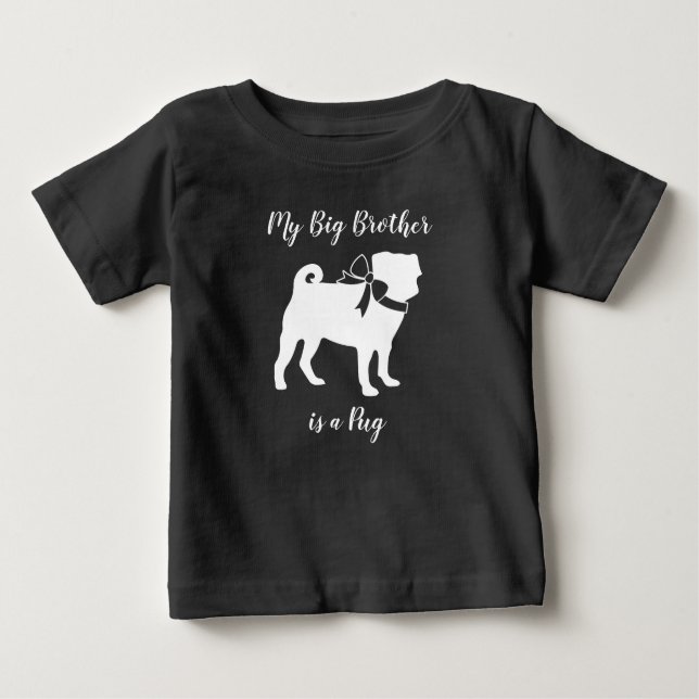 Camiseta De Bebé Pug Dog Baby Shower Gris Puppy Género Neutral (Anverso)